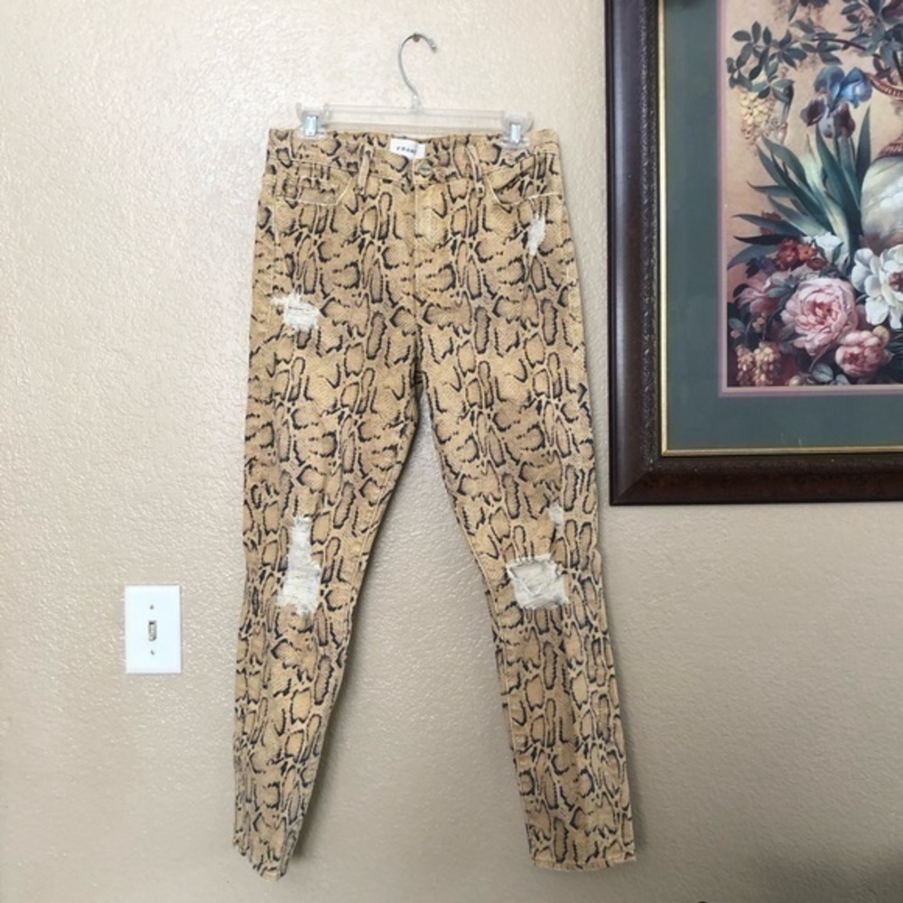 FRAME Denim Skinny Jeans in Snake Print